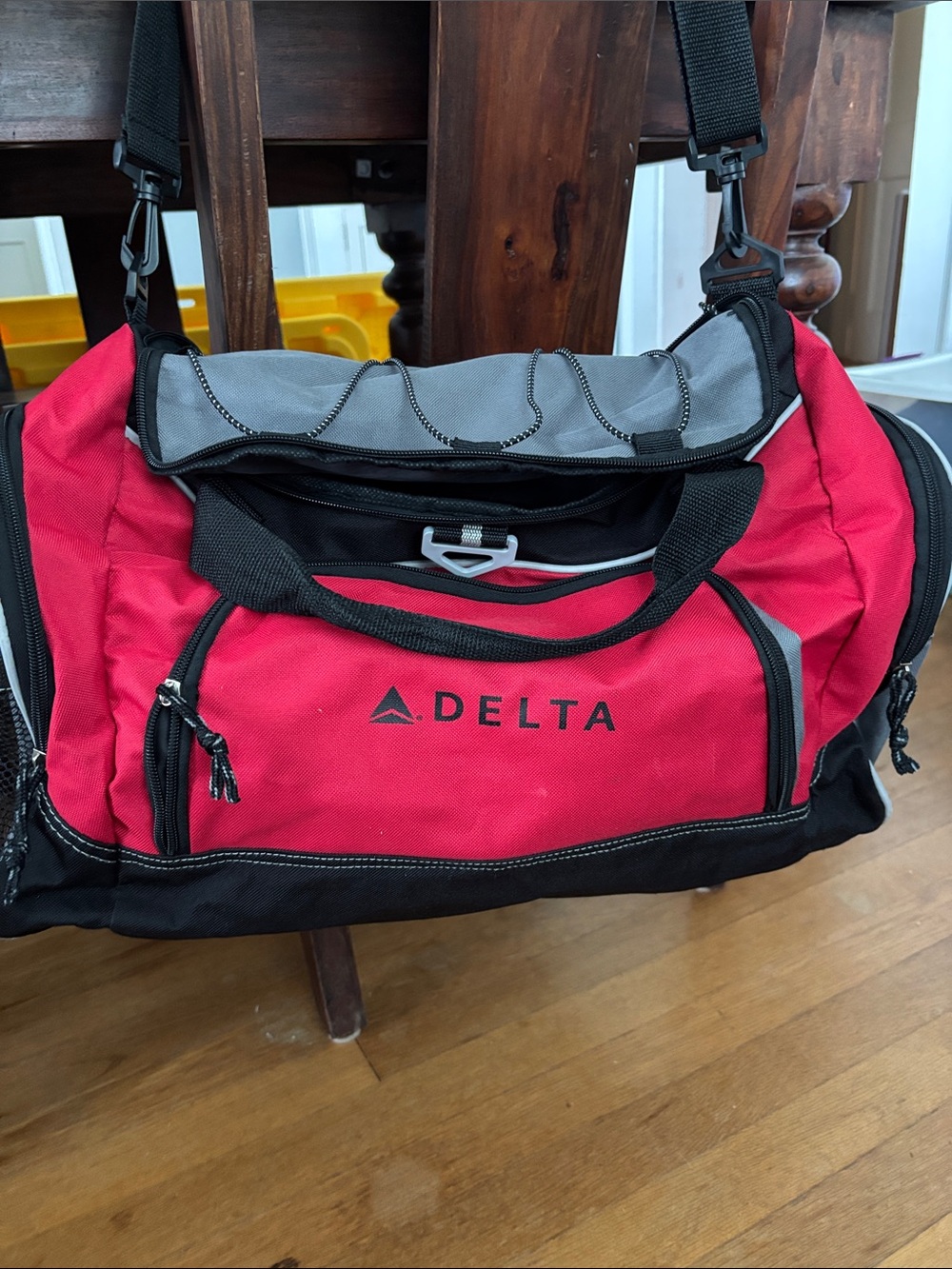 Delta Red and Gray Travel Duffel with Black Trim